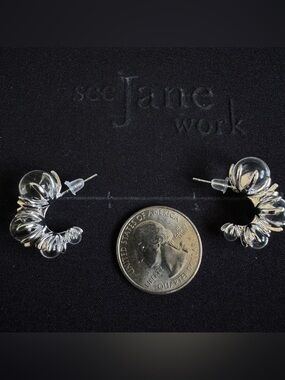 Silver Hoop Clip Earrings - Sculpted Textured Design